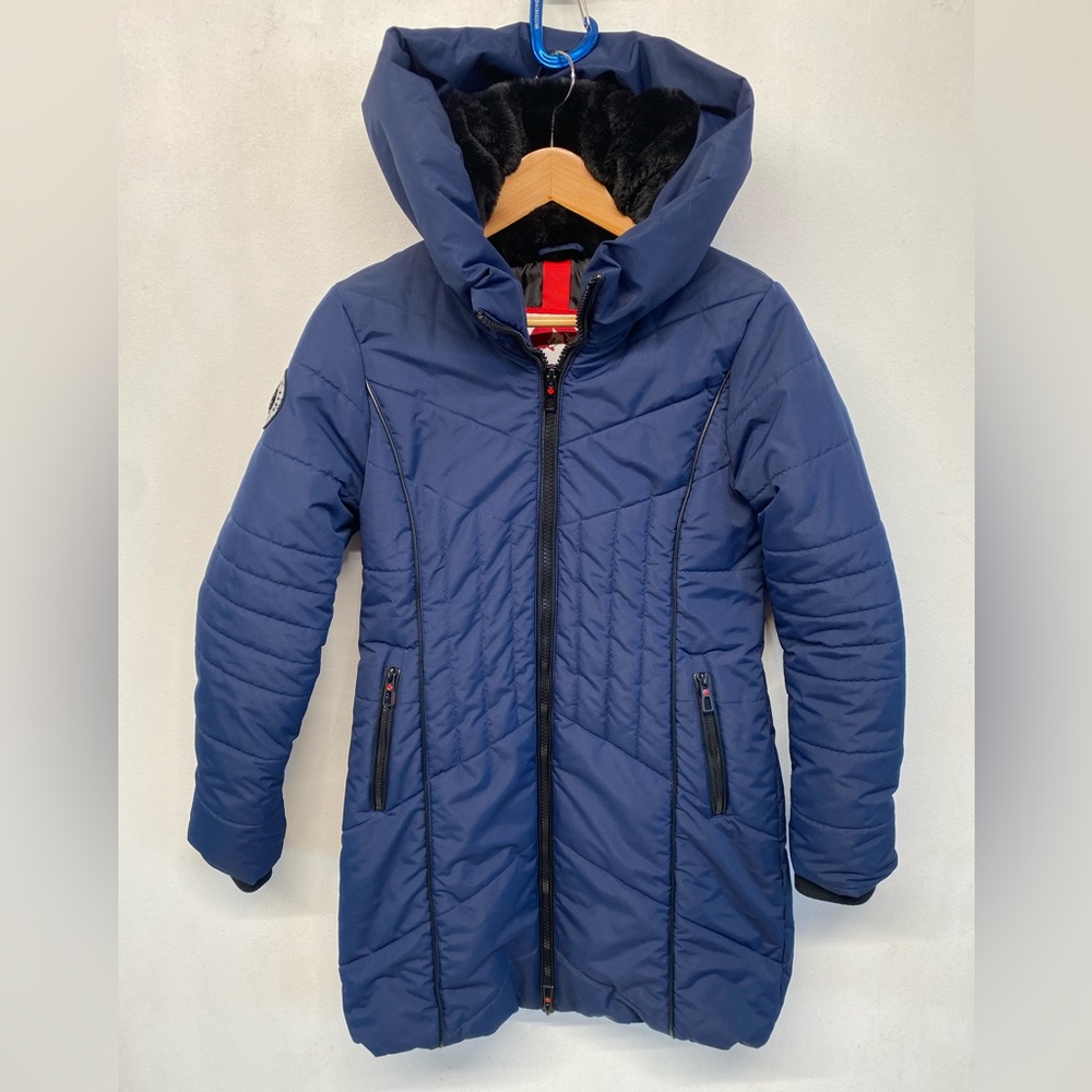 Canada Weather Gear Cold Weather Puffer Parka w/Faux Fur Hood Small Navy